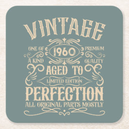 Personlig vintage födelsedagskalpett whiskey party underlägg papper kvadrat