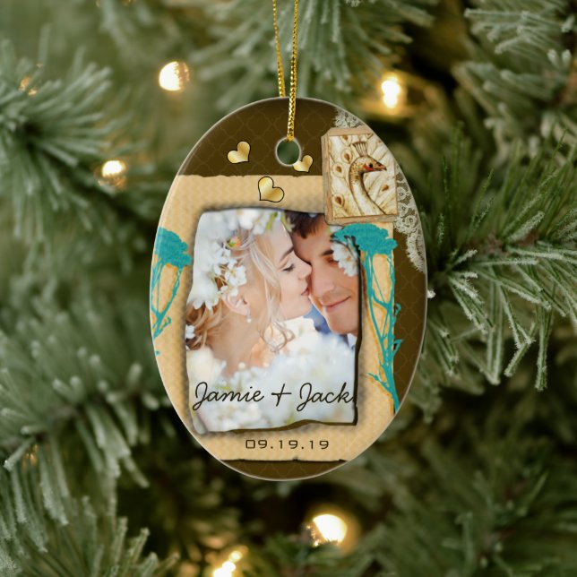 Personlig Vintage Fotokollage Julgransprydnad Keramik (Träd)