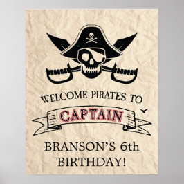 Personlig Vintage Frakt Pirat Birthday Välkommen Poster
