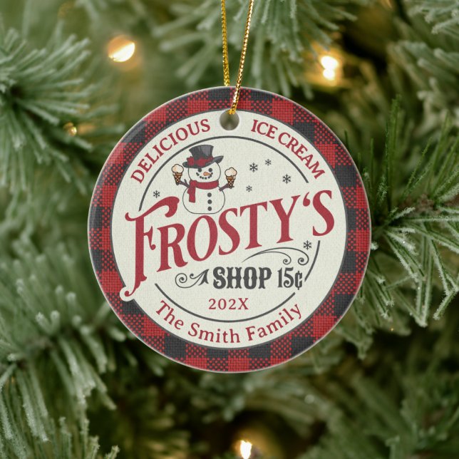 Personlig Vintage Frosty's Ice Cream Julgransprydnad Keramik (Träd)