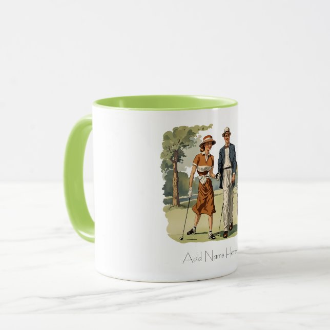 Personlig Vintage Golfer's Combo Mugg (Framsida vänster)