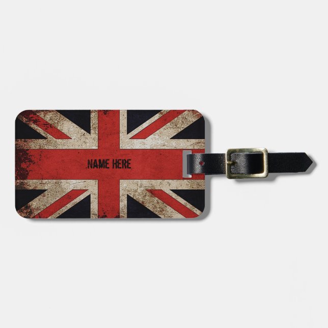 Personlig Vintage Grunge UK Flagga Bagagebricka (Horisontell Framsida)