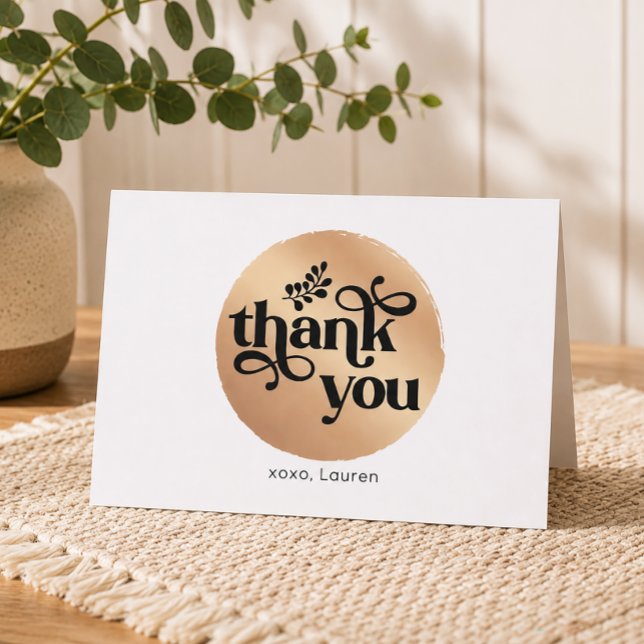 Personlig Vintage Guld Cirkel Platt Tack Kort (Personalized Thank You Card)