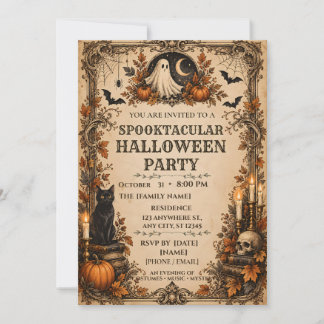 Personlig Vintage Halloween-fest Inbjudningar