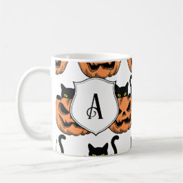 Personlig vintage Halloween-katt skräckinjagande m Kaffemugg