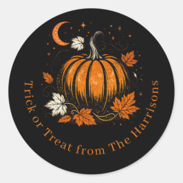 Personlig Vintage Halloween-pumpa-dekal | C Runt Klistermärke