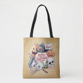 Personlig Vintage Happy halloween | Tote Bag Tygkasse