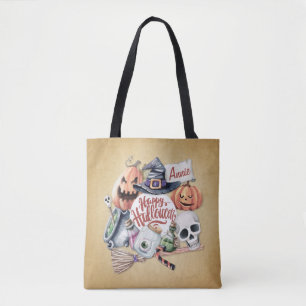 Personlig Vintage Happy halloween Tote Bag Tygkasse