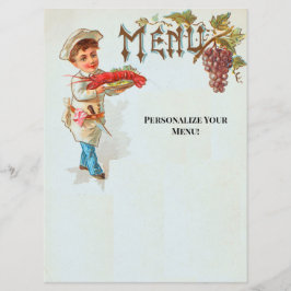 Personlig Vintage Hummer Middag Flat Meny