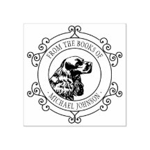 Personlig Vintage Hund Ex Libris Gummistämpel