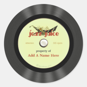 Personlig Vintage Jazz Vinyl Record Runt Klistermärke