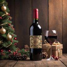 Personlig Vintage jul-etikett Vin