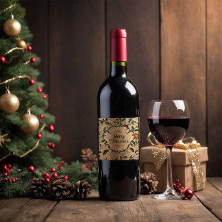 Personlig Vintage jul-etikett Vin Vinflaska Etikett