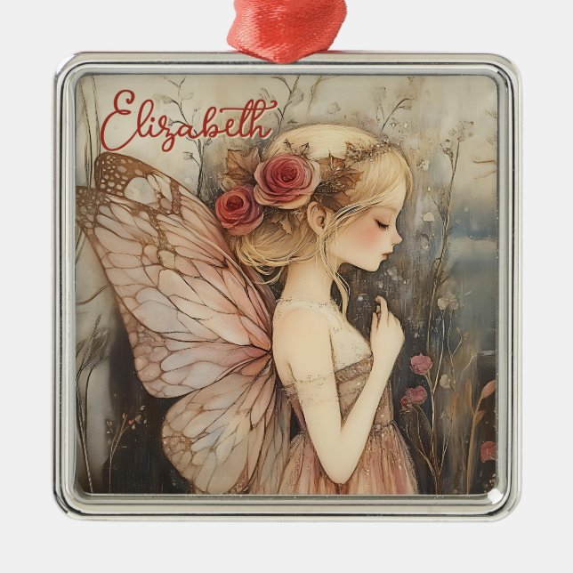 Personlig Vintage jul Fairy med Ro Julgransprydnad Metall (Framsidan)