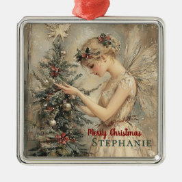 Personlig Vintage jul Fairy och Träd Julgransprydnad Metall