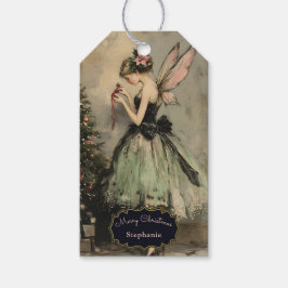Personlig Vintage jul Fairy Träd Helgdag Presentetikett
