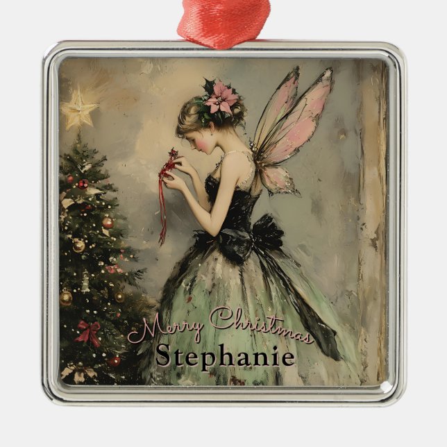 Personlig Vintage jul Fairy Träd Julgransprydnad Metall (Framsidan)