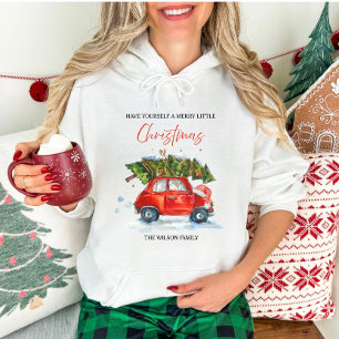 Personlig Vintage jul - Röd bil med Träd T Shirt