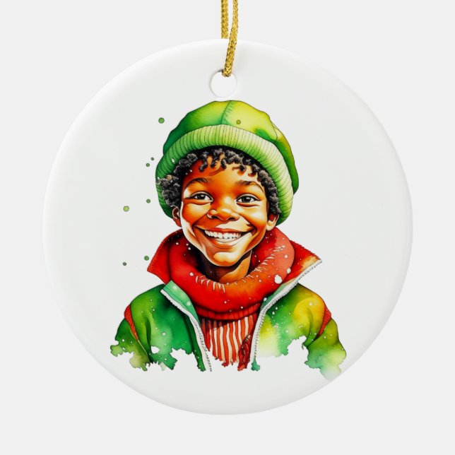 Personlig vintage jul-tomte julgransprydnad keramik (Framsidan)