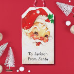 Personlig vintage Jultomten helgdag jul Presentetikett<br><div class="desc">Anpassadets söta vintage Jultomten Juletiketter.</div>