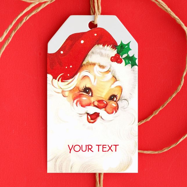 Personlig vintage Jultomten Jul-helgdag Presentetikett (Vintage Santa Claus Christmas Gift Tag)