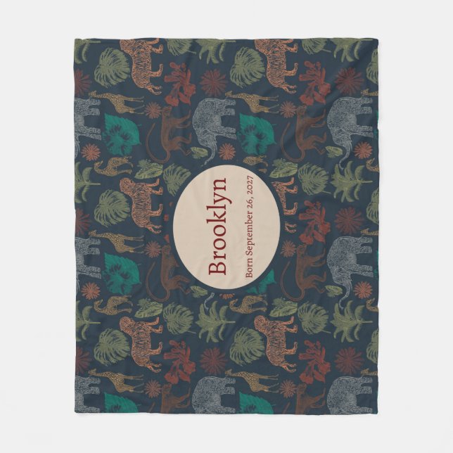 Personlig Vintage Jungle Safari Fleecefilt (Framsidan)