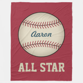 Personlig Vintage Kids Baseball Fleece Blanket