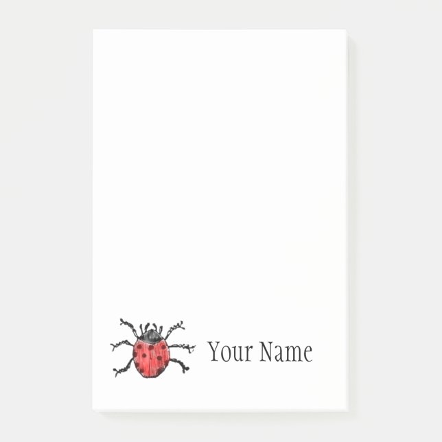 Personlig Vintage Ladybug Illustration Post-it Block (Framsida)