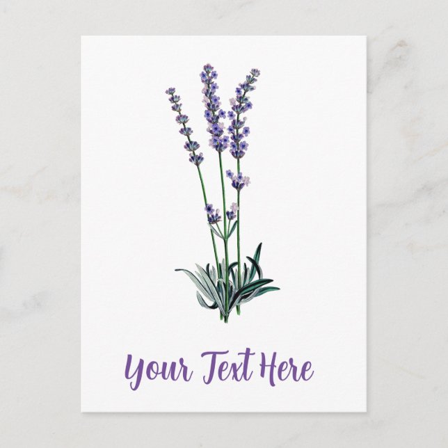 Personlig Vintage Lavender Flower Vykort (Framsida)