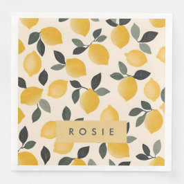Personlig Vintage Lemons med Grönt Löv Pappersservett