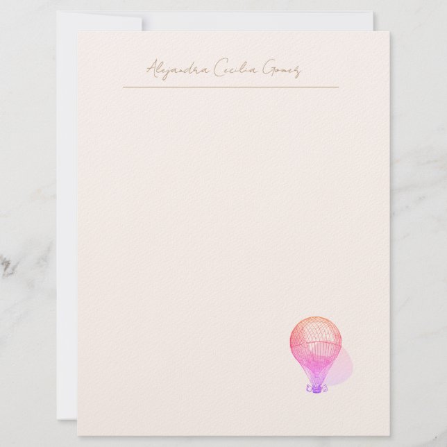 Personlig Vintage Luftballong Letterhead Brevhuvud (Framsida)
