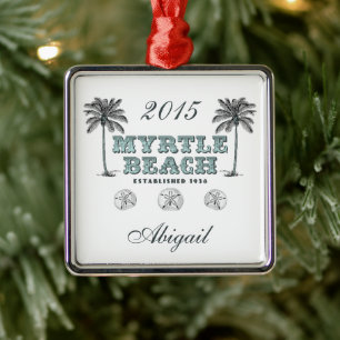 Personlig Vintage Myrtle Beach SC jul Julgransprydnad Metall