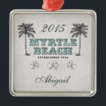 Personlig Vintage Myrtle Beach South Carolina Julgransprydnad Metall<br><div class="desc">Vintage Victorian Myrtle Beach South Carolina inrättade 1938 julprydnad. Anpassa med namn och år. ~</div>
