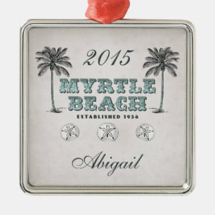 Personlig Vintage Myrtle Beach South Carolina Julgransprydnad Metall
