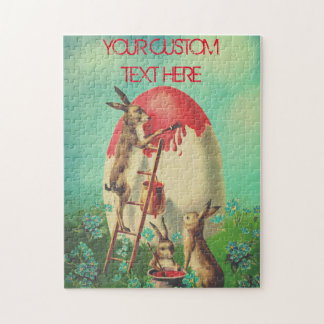 Personlig Vintage Påskägg Bunny Rustic Pussel