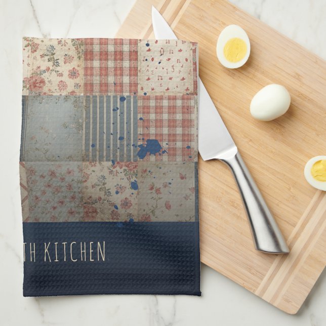 Personlig Vintage Patchwork Familj Kökshandduk (Vikt i Fjärdedel)