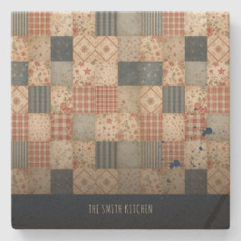 Personlig Vintage Patchwork Familjekök Stenunderlägg