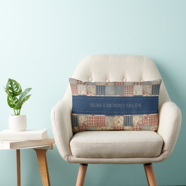 Personlig Vintage Patchwork Gemenskap Lumbarkudde (Stol)