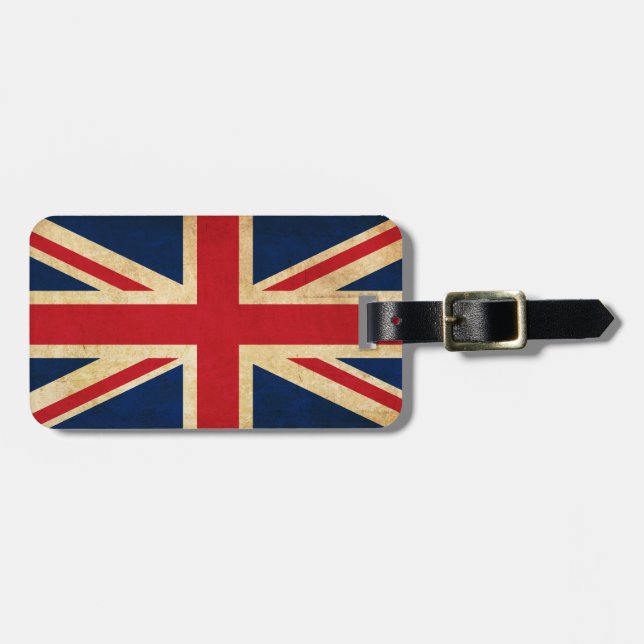 Personlig Vintage Patriotic United Kingdom Flagga Bagagebricka (Horisontell Framsida)