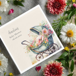 Personlig Vintage Pram Baby Shower Pappersservett
