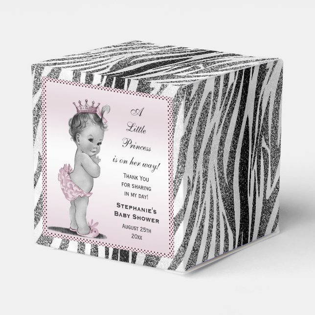 Personlig Vintage Princess Baby Shower Zebra Presentaskar (Baksidan Sidan)