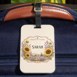 personlig vintage provence lavendel och solros bagagebricka