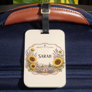 personlig vintage provence lavendel och solros bagagebricka