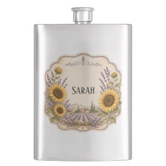 personlig vintage provence lavendel och solros fickplunta