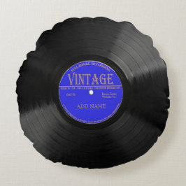 Personlig Vintage Record Round Dekorativ kudde