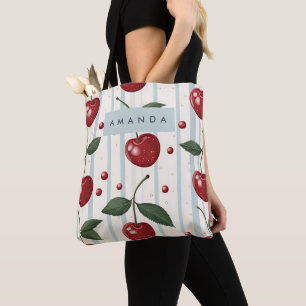 Personlig Vintage Retro Red Cherry Mönster Tygkasse