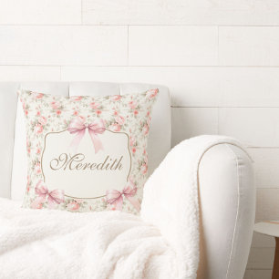 Personlig Vintage Ro Rosa Bow Coquette Kudde