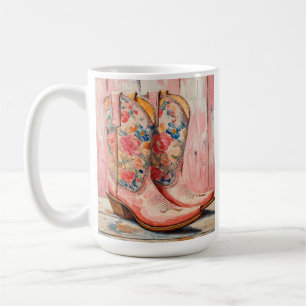 Personlig Vintage Rosa Cowgirl Boots Kaffemugg