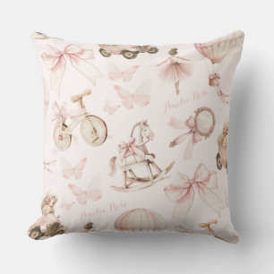Personlig Vintage Rosa Nursery Kudde