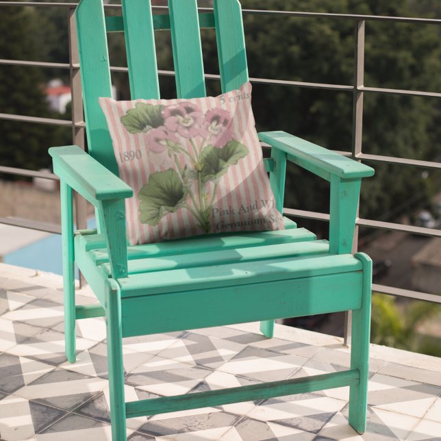 Personlig Vintage Rosa White Geranium Flower Kudde (Skapare uppladdad)